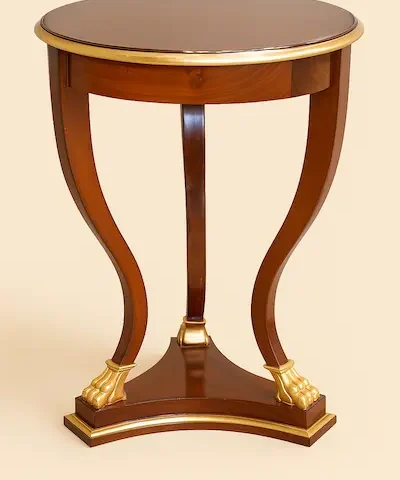 Balmoral Empire Side Table in Mahogany with Gold Leaf Lion Paw Feet