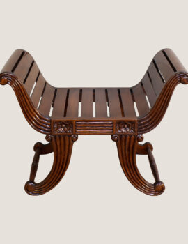 WINDSOR HAND-CARVED MAHOGANY BENCH