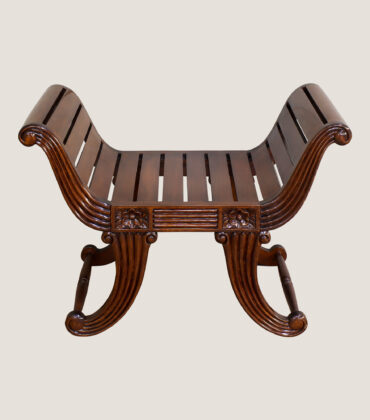 WINDSOR HAND-CARVED MAHOGANY BENCH