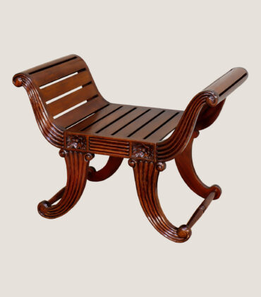 WINDSOR HAND-CARVED MAHOGANY BENCH