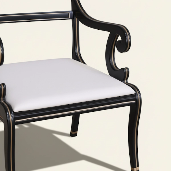 Regency Black & Gold Armchair Closeup