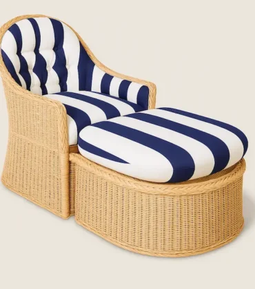 The Amalfi Wicker Lounge Chair & Ottoman | Reeva Sethi Home