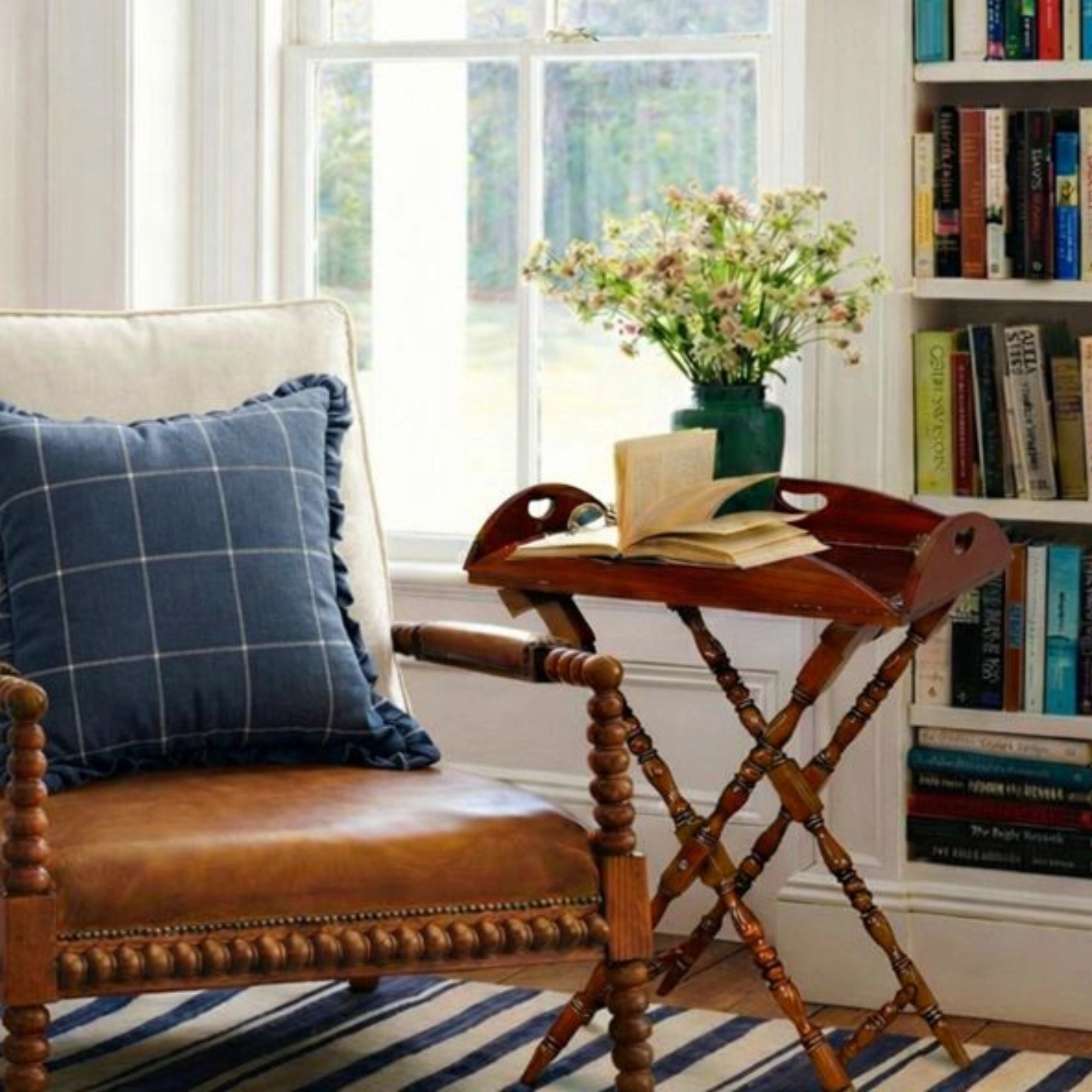 Heritage mahogany furniture in a collected Bay Area interior