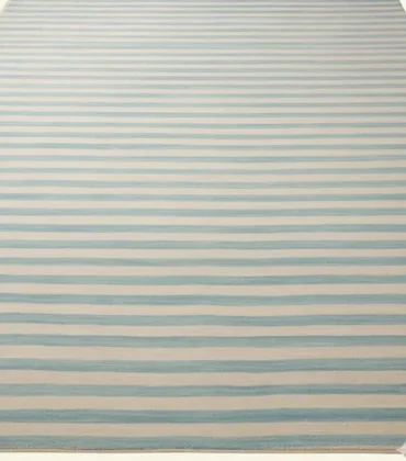 The Newport Azure Stripe Wool Flatweave