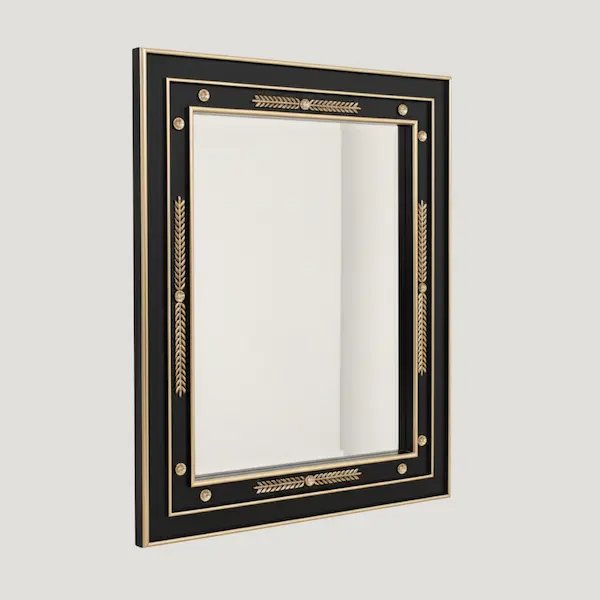 Black and gold Windsor Regency Mirror with gold leaf laurel detailing