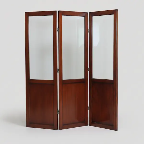 Westmont Folding Screen made of solid mahogany with glass panels