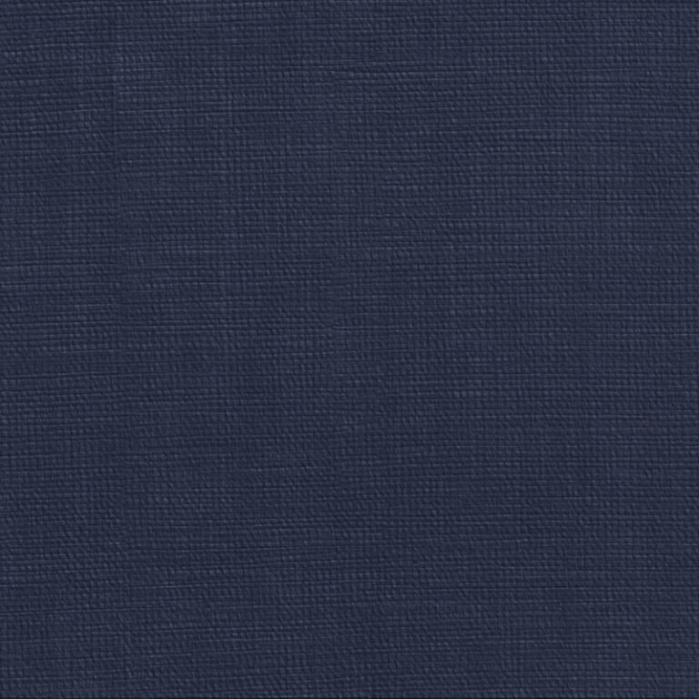 Close-up of Wexford Midnight 100% linen fabric swatch in deep navy blue with subtle woven texture.