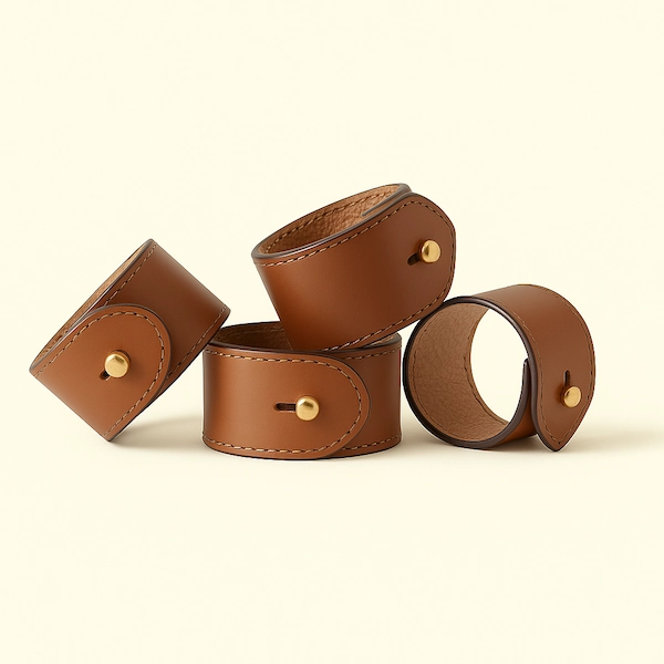Ashford Leather Napkin Ring Set