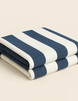Cotton Beach Blanket with Woven Stripes