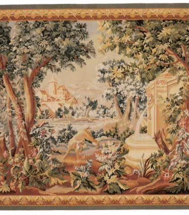 CHIEN À LA FONTAINE HANDWOVEN TAPESTRY