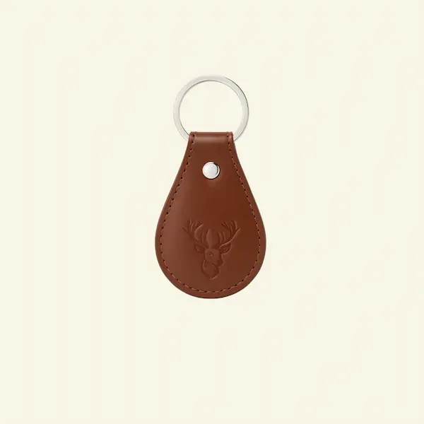 Stag Crest Leather Key Fob – Cognac Brown Stag Crest Leather Key Fob in Cognac Brown full-grain leather