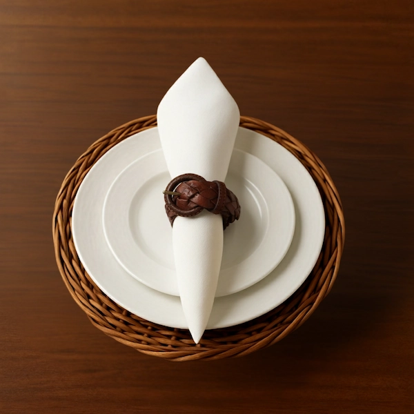 Equestrian Braided Leather Napkin Ring Stylised Webstie
