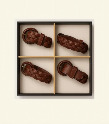 Equestrian Braided Leather Napkin Ring – Set of Four