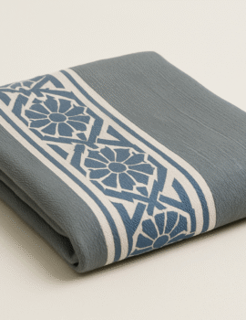 GEOMETRIC FLORAL COTTON THROW BLANKET