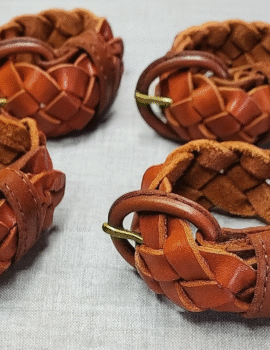 HANDWOVEN LEATHER NAPKIN RINGS — SET OF 4