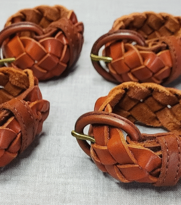 HANDWOVEN LEATHER NAPKIN RINGS — SET OF 4