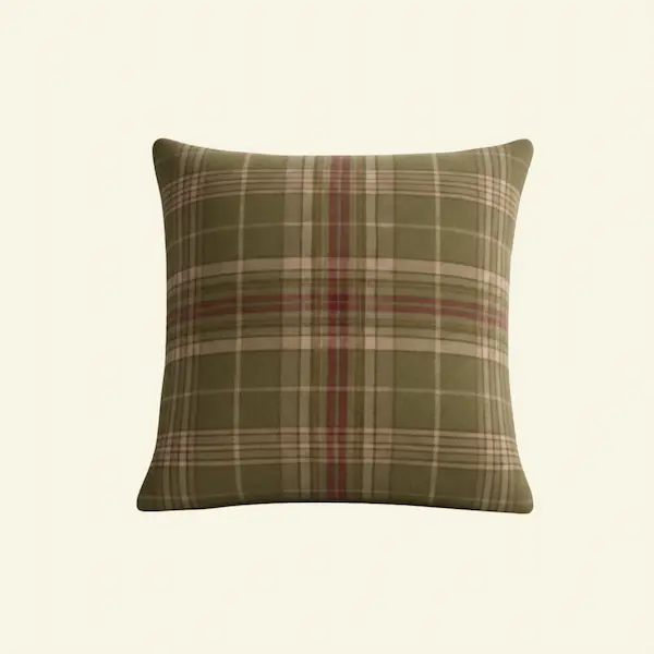 Highland Plaid Wool Cushion – Classic Highland Tartan Front View Highland Plaid Wool Cushion in tartan wool with feather insert – front view