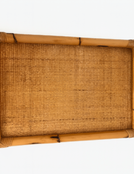 LARGE WOVEN RATTAN BAMBOO SERVING TRAY
