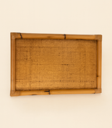 LARGE WOVEN RATTAN BAMBOO SERVING TRAY