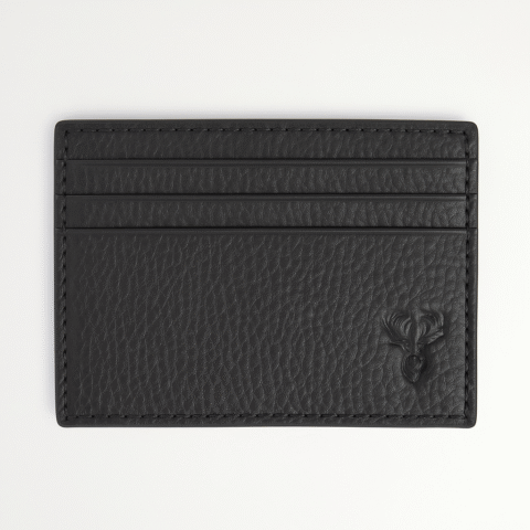 LEATHER PEBBLED CARD CASE - TAN