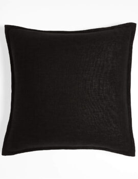 INKY BLACK LINEN-BLEND FLANGE PILLOW