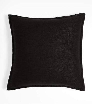 Inky Black Linen-Blend Flange Pillow