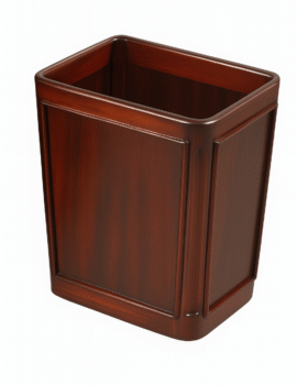 MAHOGANY BANDED WASTEBASKET