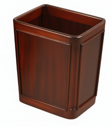 MAHOGANY BANDED WASTEBASKET