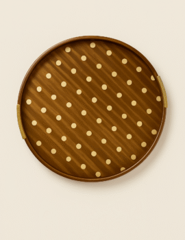 MAHOGANY MARQUETRY POLKA DOT ROUND TRAY