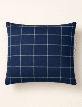 NAVY WINDOWPANE LINEN EURO PILLOW