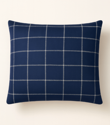 Navy Windowpane Linen Euro Cushion
