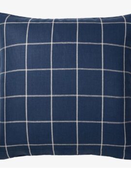 NAVY WINDOWPANE LINEN EURO PILLOW
