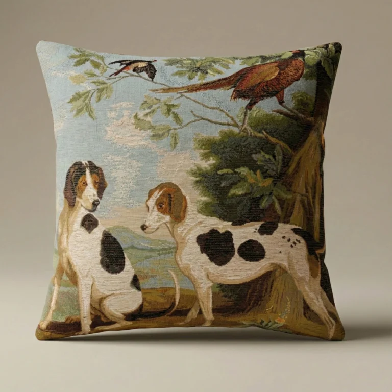 Pompée et Florissant Tapestry Throw Pillow, front view