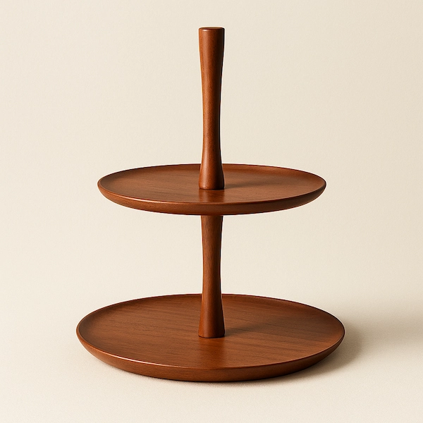 Regency Two-Tier Mahogany Stand, hand-polished solid mahogany serving stand