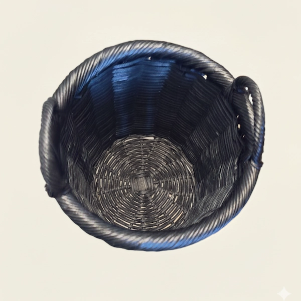 Savoy Black Rattan Basket Detailed