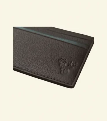 Stag Crest Pebbled Leather Card Case