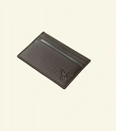 Stag Crest Pebbled Leather Card Case