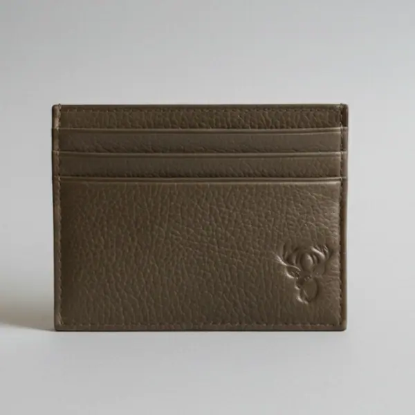 Stag Crest Pebbled Leather Card Casex