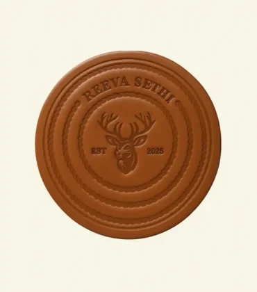 Stag Crest Premium Aniline Leather Coasters, Set of Four
