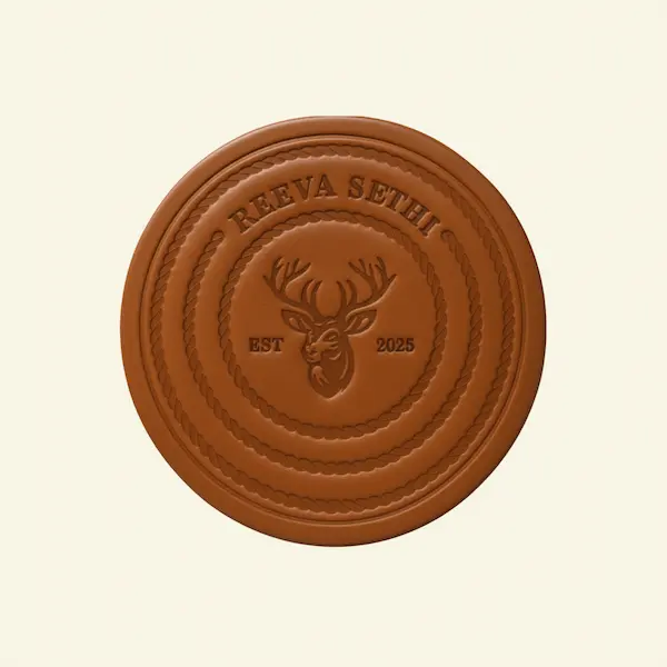 Stag Crest Premium Aniline Leather Coaster Set Top Detailed View Final