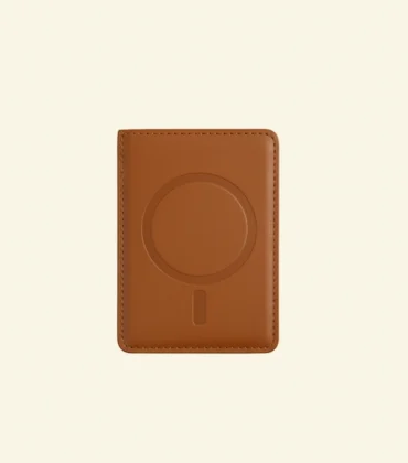 Stag Crest Saddle Tan Magnetic Leather Card Case