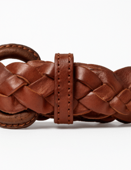 TAN LEATHER BRAIDED NAPKIN RING