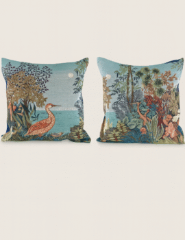 TROPICAL HERON TAPESTRY PILLOW SET