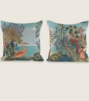 TROPICAL HERON TAPESTRY PILLOW SET