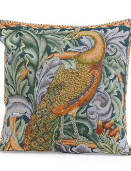PEACOCK & FOLIAGE TAPESTRY PILLOW