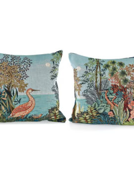 TROPICAL HERON TAPESTRY PILLOW SET