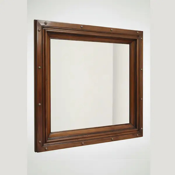 Joshua Tree Mahogany Wall Mirror shown at an angled view against a neutral background.