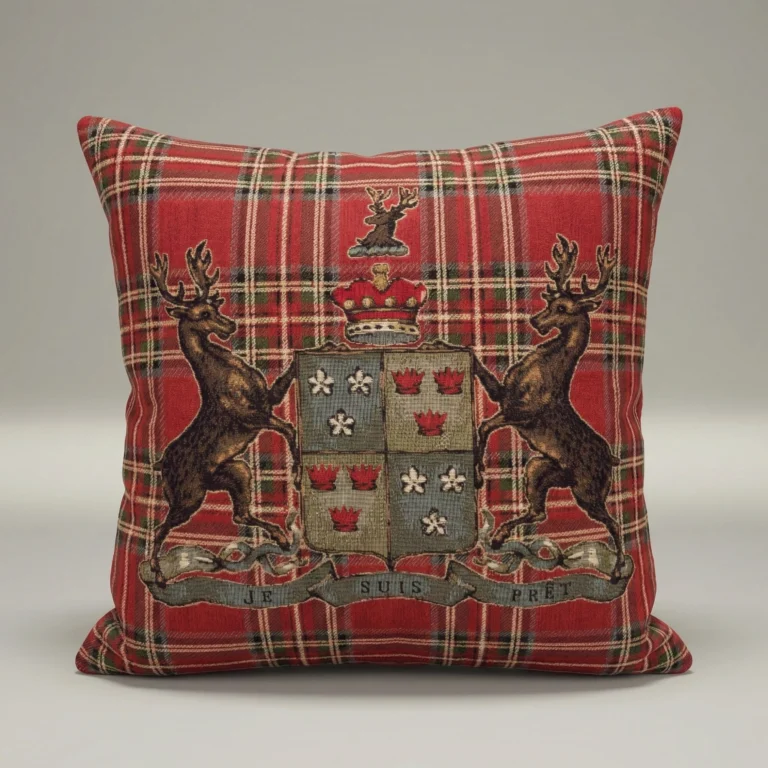 Crimson Herald Tapestry Throw Pillow, front view