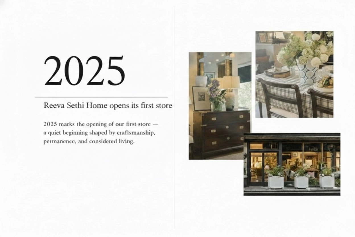 Reeva Sethi Home timeline: 2025 opening of the first store in Saratoga