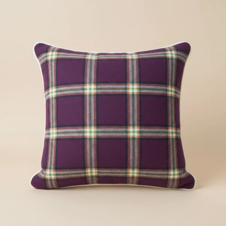 Ashbourne Plaid Wool & Velvet Throw Pillow, front view
